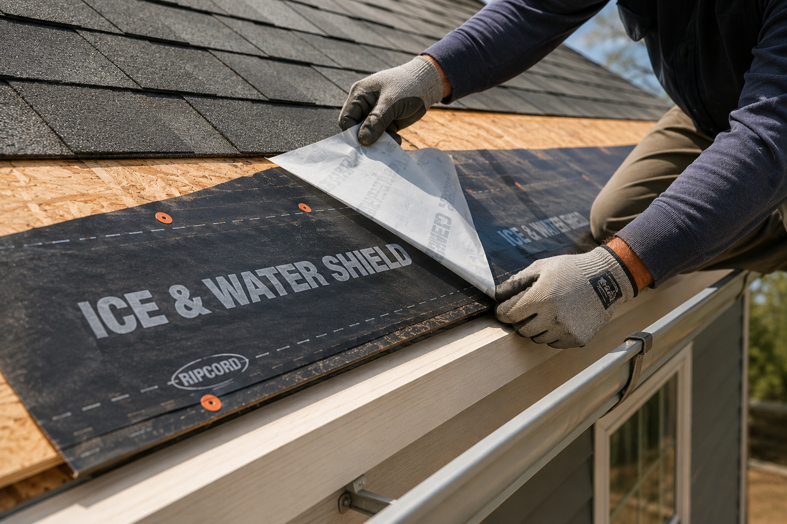 roofer applying