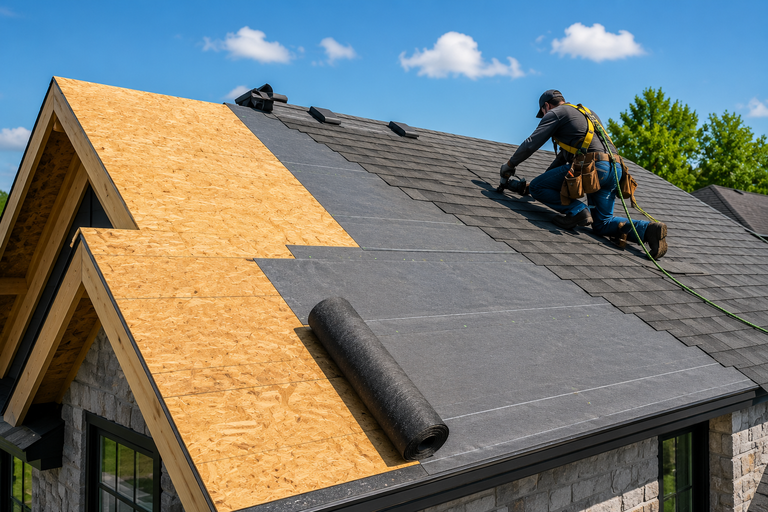 roof under construction in Canada